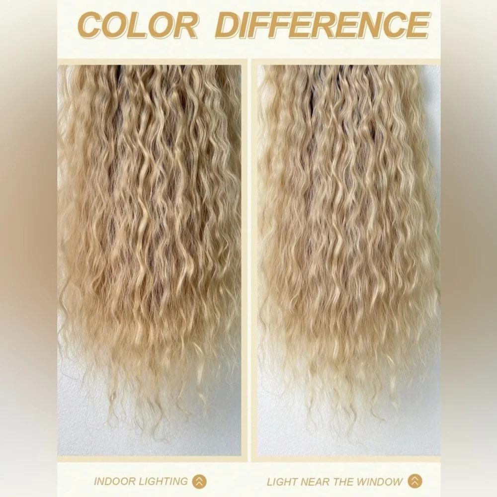 Natural Curly Ash light Blonde Volumizing beautiful Hair extesnsions Set 24 in